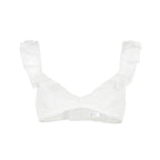 Alice Embroidered Flower Ruffle Bralette White