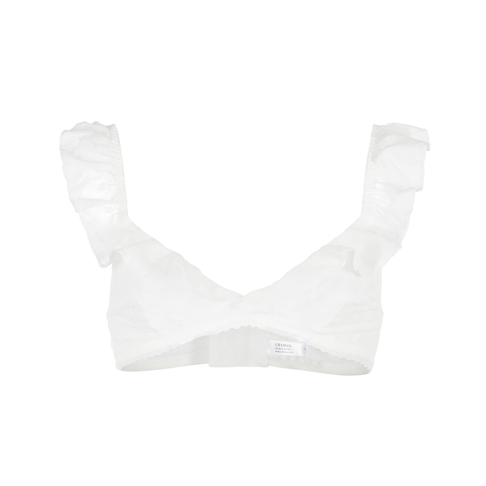Alice Embroidered Flower Ruffle Bralette White