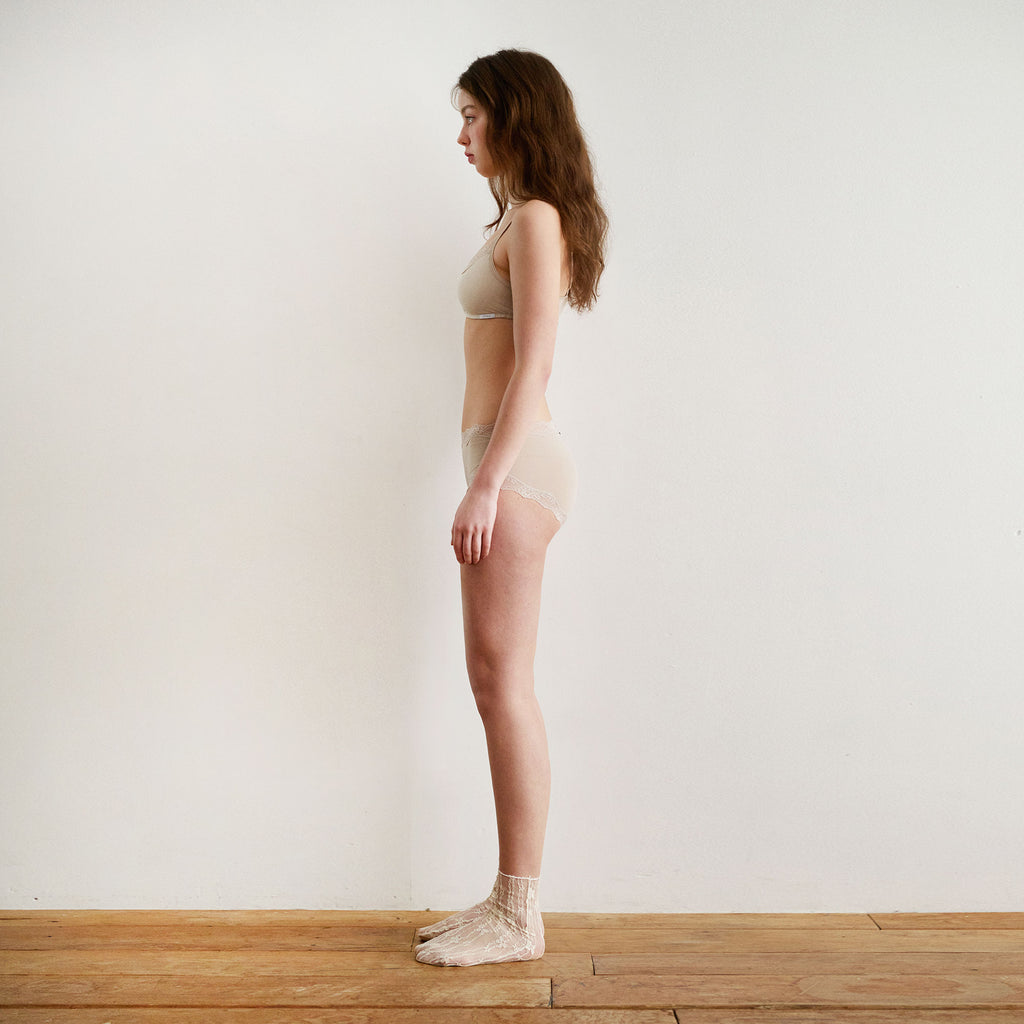 Airy semi-dreawers panties Beige